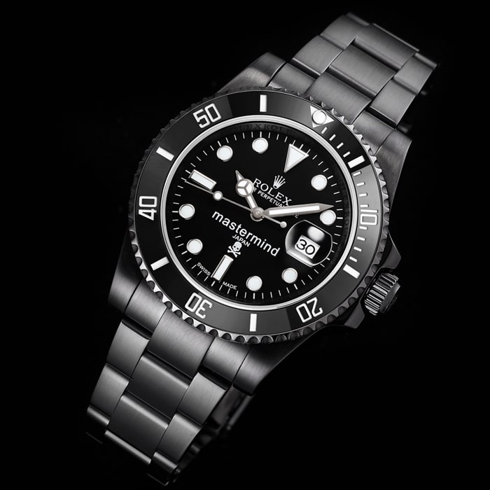 top-tier watch Rolex men's black dial Submariner series steel bracelet watch front view