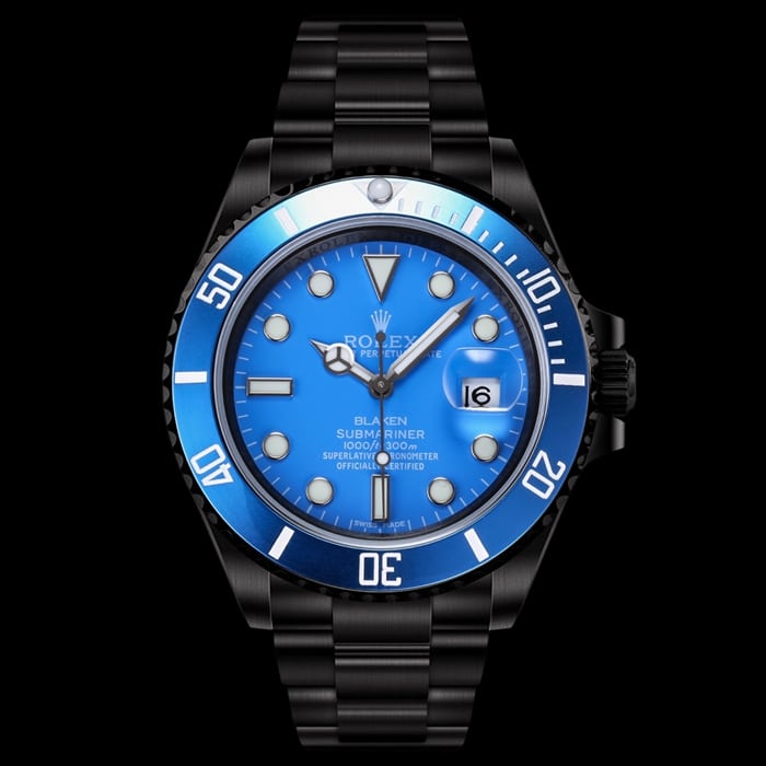 top-tier watch Rolex men's blue dial Submariner series steel bracelet watch front view