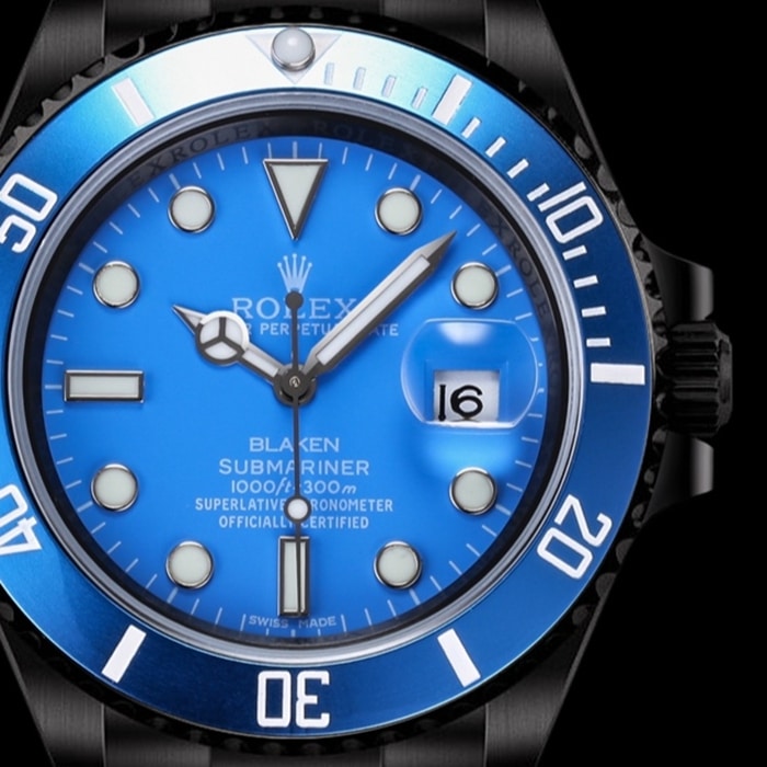 top-tier watch Rolex men's blue dial Submariner series steel bracelet watch detail shots