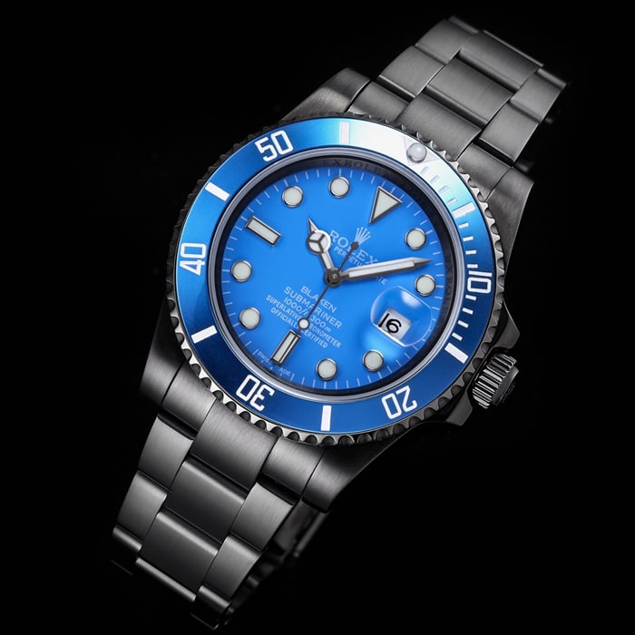 top-tier watch Rolex men's blue dial Submariner series steel bracelet watch front view