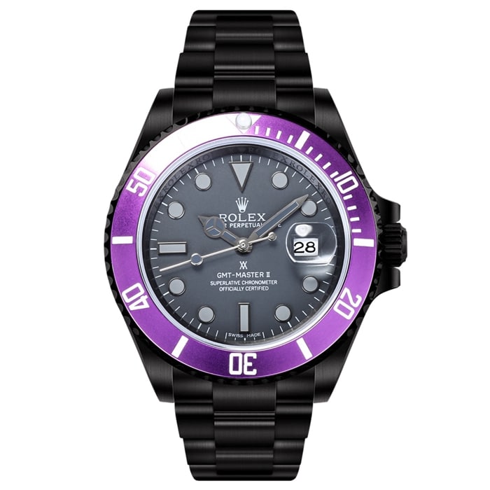 top-tier watch Rolex men's black dial Submariner series steel bracelet watch front view
