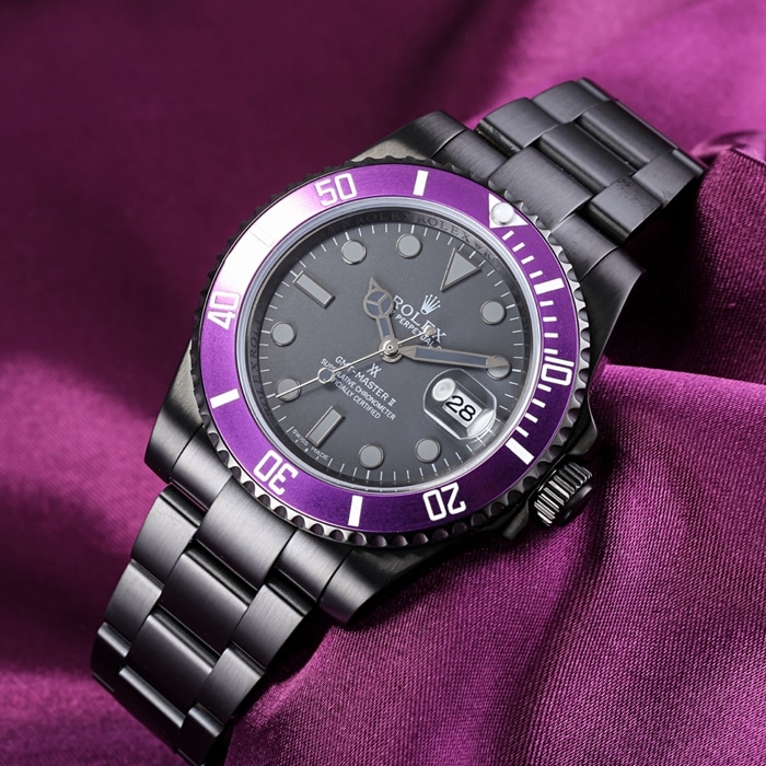 top-tier watch Rolex men's black dial Submariner series steel bracelet watch front view