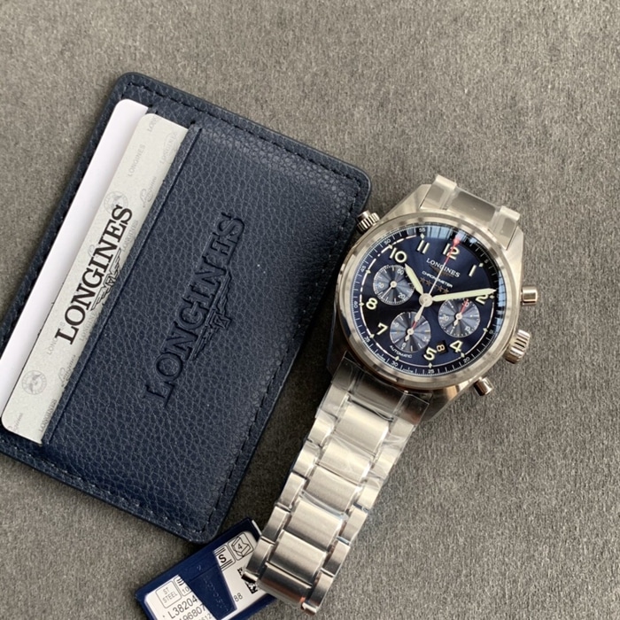 top-tier watch Longines men's blue dial pioneer front view