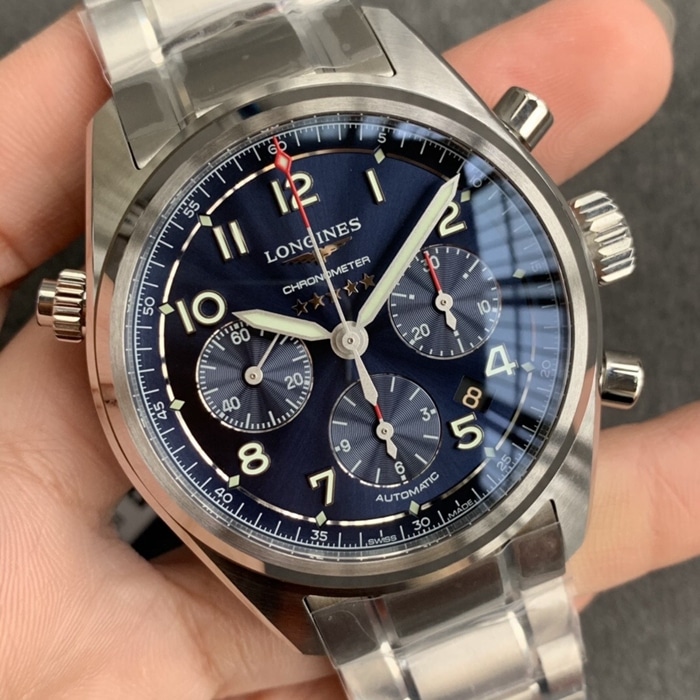 top-tier watch Longines men's blue dial pioneer front view