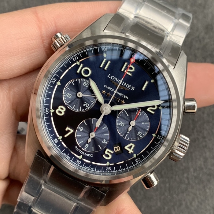 top-tier watch Longines men's blue dial pioneer front view