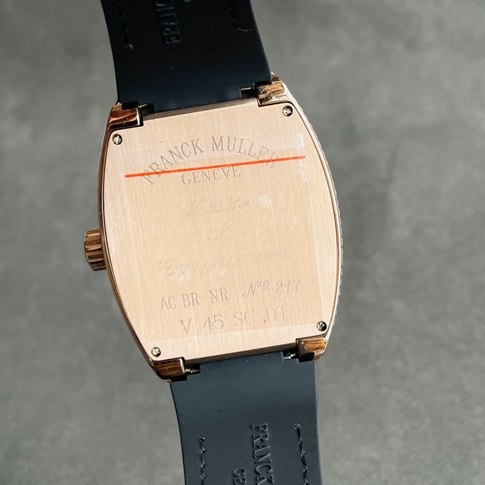top-tier watch Frank Muller men's gold plate V45 SC DT series full automatic movement watch back cover picture
