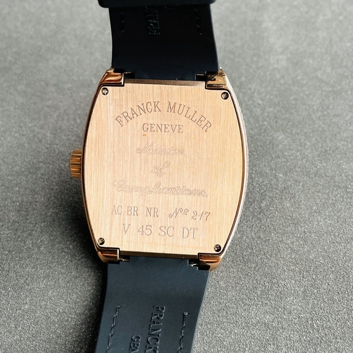 top-tier watch Frank Muller men's gold plate V45 SC DT series full automatic movement watch back cover picture
