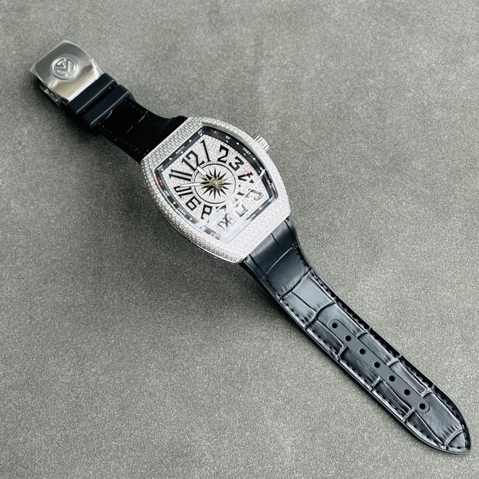 top-tier watch Frank Muller men's white dialV45 SC DT series full automatic movement watch front view