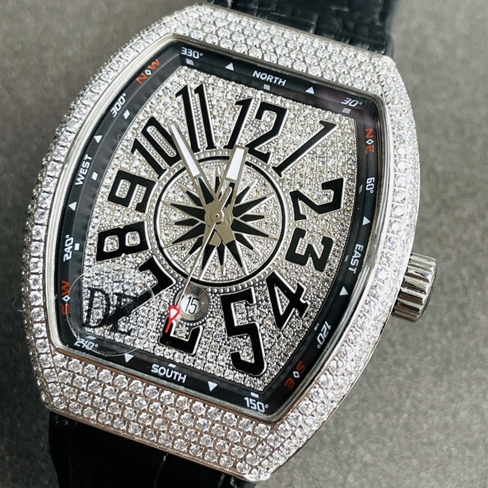 top-tier watch Frank Muller men's white dialV45 SC DT series full automatic movement watch front view