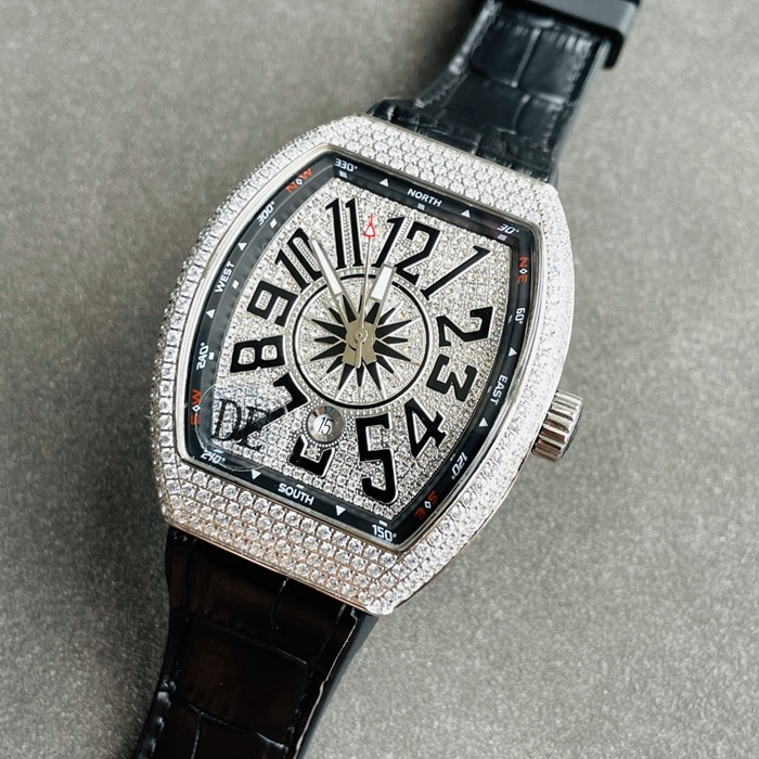top-tier watch Frank Muller men's white dialV45 SC DT series full automatic movement watch front view