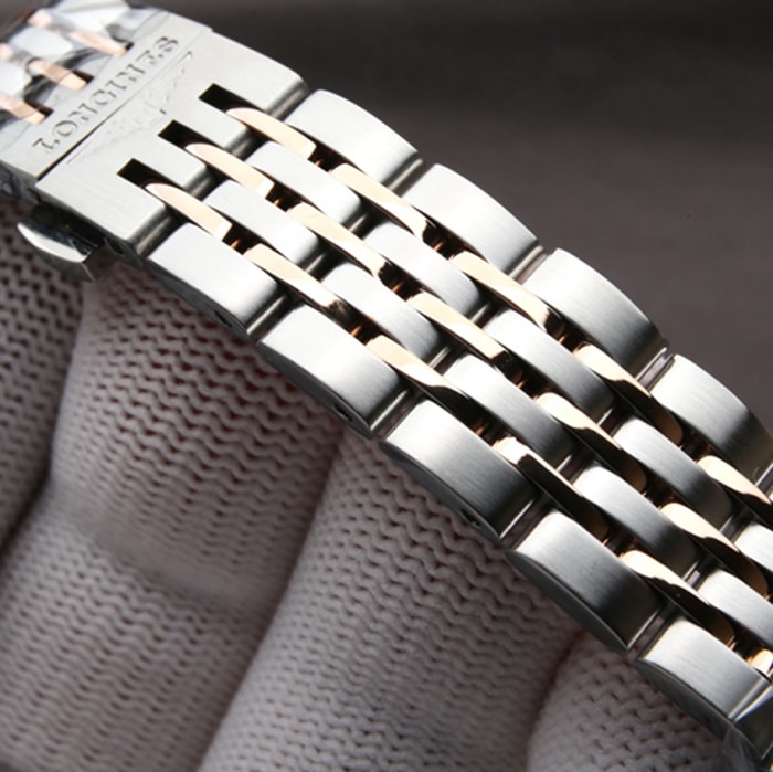 top-tier watch Longines men's white dial pioneer series steel bracelet watch chain picture