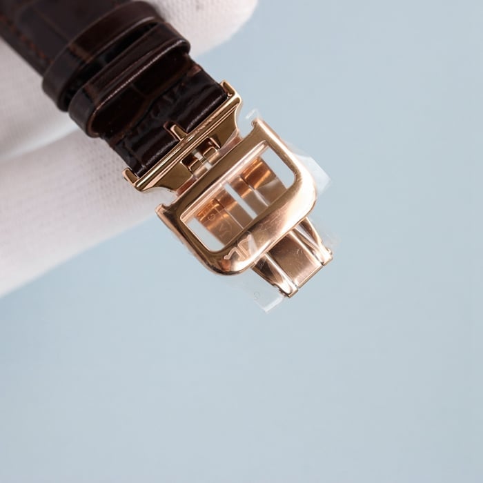 top-tier watch Jaeger-LeCoultre men's rose goldwhite dial master series fully automatic movementleather strap watch clasp picture