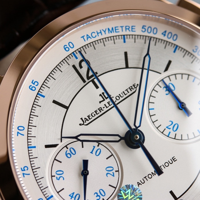 top-tier watch Jaeger-LeCoultre men's rose goldwhite dial master series fully automatic movementleather strap watch detail shots