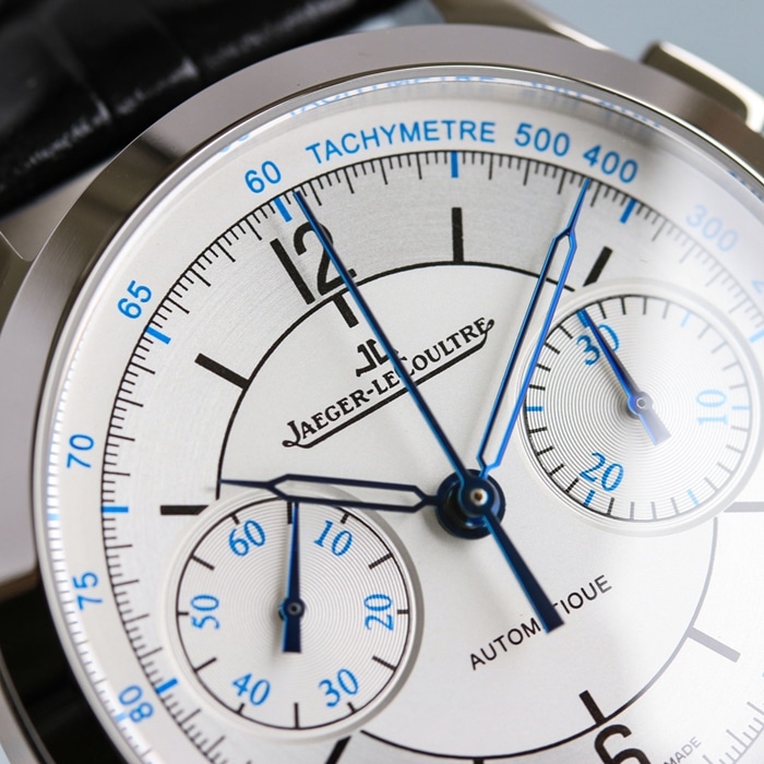 top-tier watch Jaeger-LeCoultre men's white dial master series fully automatic movementleather strap watch detail shots