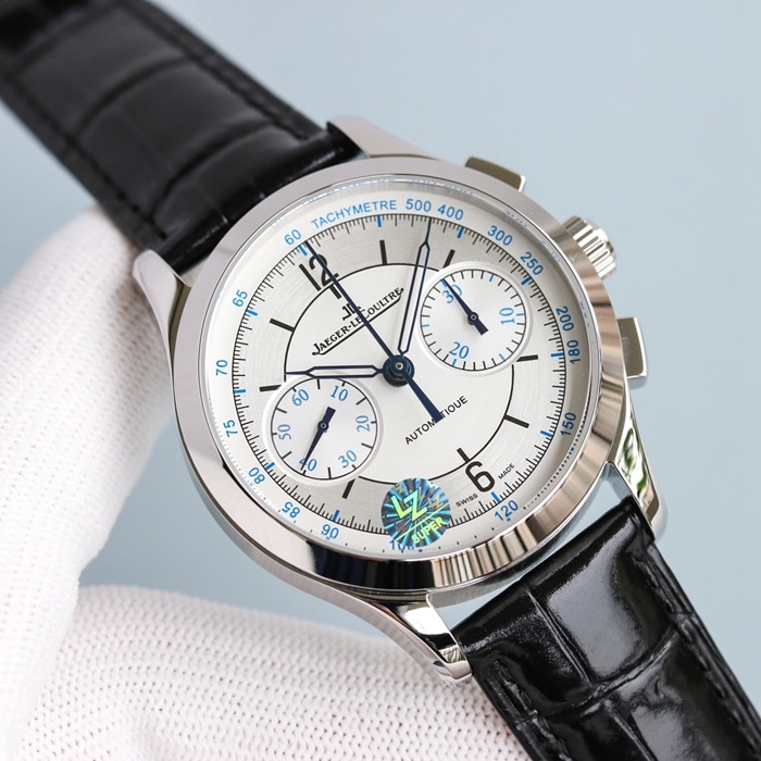 top-tier watch Jaeger-LeCoultre men's white dial master series fully automatic movementleather strap watch front view