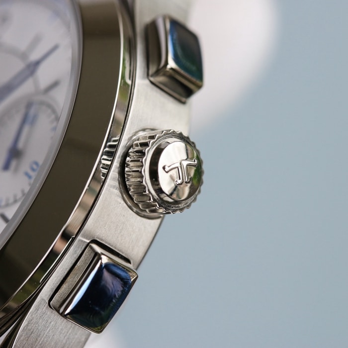top-tier watch Jaeger-LeCoultre men's white dial master series fully automatic movementleather strap watch detail shots