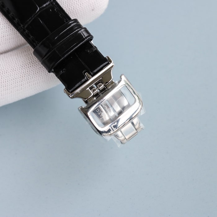 top-tier watch Jaeger-LeCoultre men's white dial master series fully automatic movementleather strap watch clasp picture