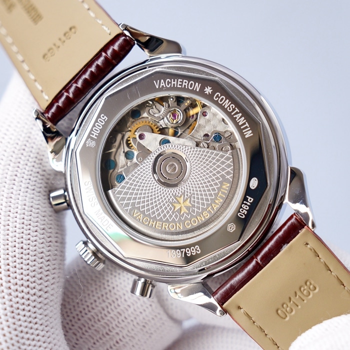 Top-tier watch Vacheron Constantin men's white dial1955 series leather strap watch movement picture