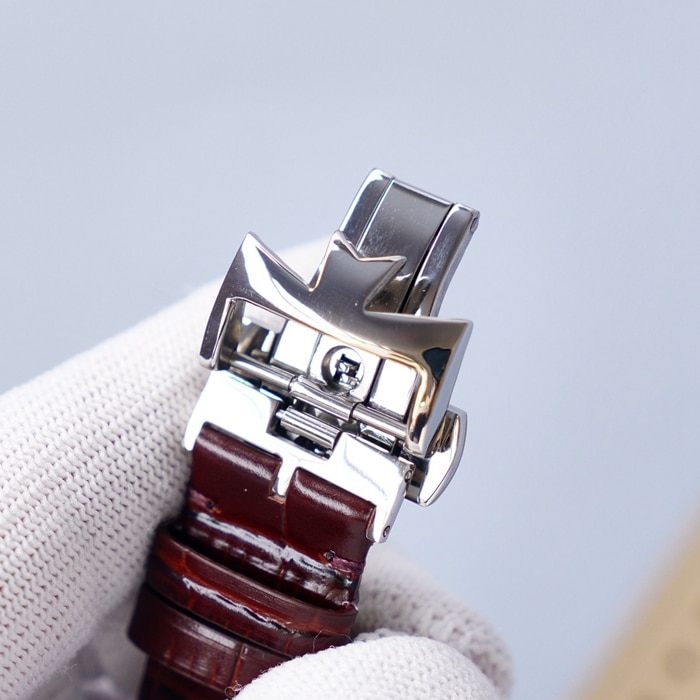 top-tier watch Vacheron Constantin men's white dial1955 series leather strap watch clasp picture
