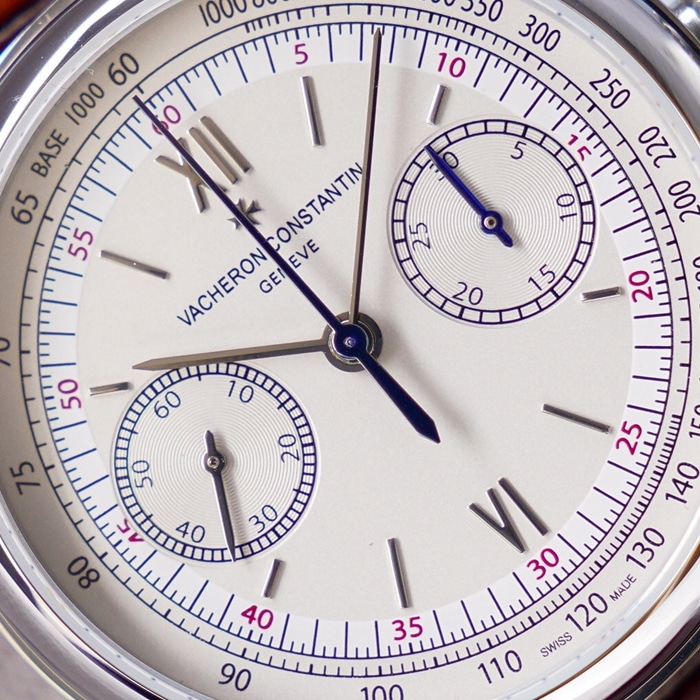 top-tier watch Vacheron Constantin men's white dial1955 series leather strap watch detail shots