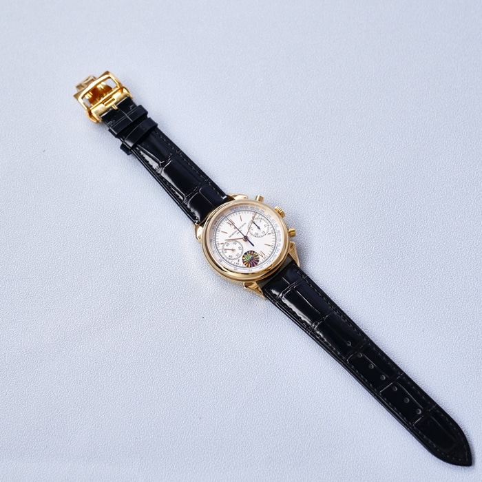 top-tier watch Vacheron Constantin men's white dial1955 series leather strap watch movement picture front view