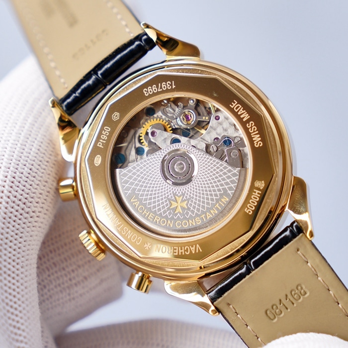 top-tier watch Vacheron Constantin men's white dial1955 series leather strap watch movement picture movement picture