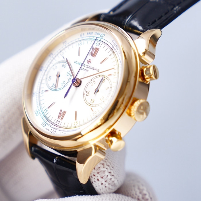top-tier watch Vacheron Constantin men's white dial1955 series leather strap watch movement chart movement chart side view