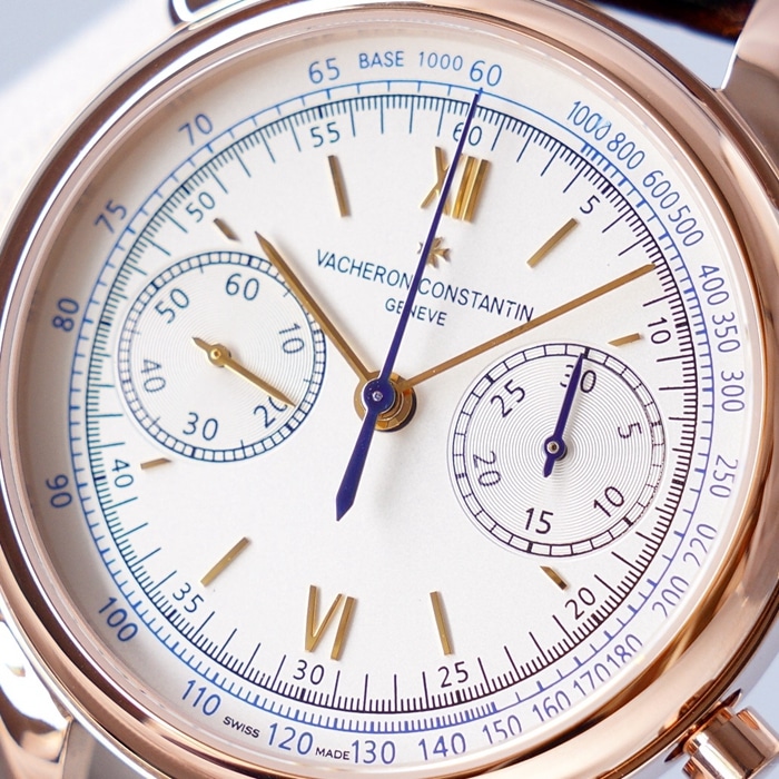top-tier watch Vacheron Constantin men's white dial1955 series leather strap watch front view