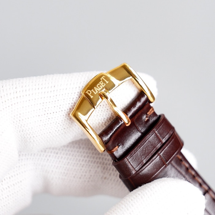 Top-tier watch Piaget men's gold plate Altiplano series automatic movementleather strap watch clasp picture