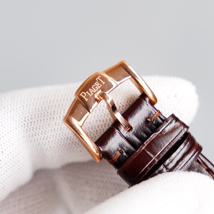 Top-tier watch Piaget men's gold plate Altiplano series automatic movementleather strap watch clasp picture