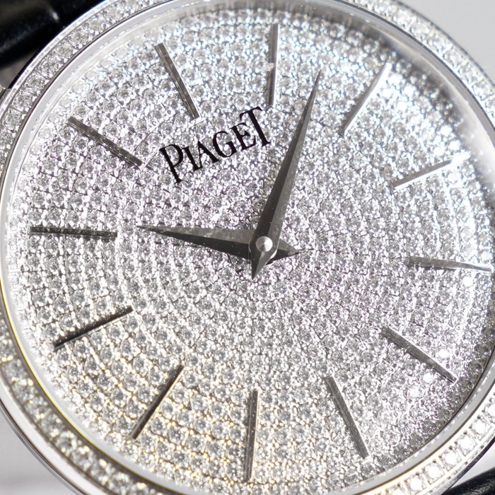 top-tier watch Piaget men's gray plate Altiplano series automatic movementleather strap watch front view