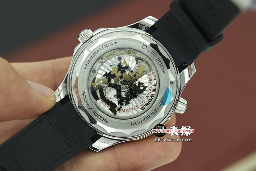 top-tier watch Omega men's blue dialSeamaster series watch caseback live photo