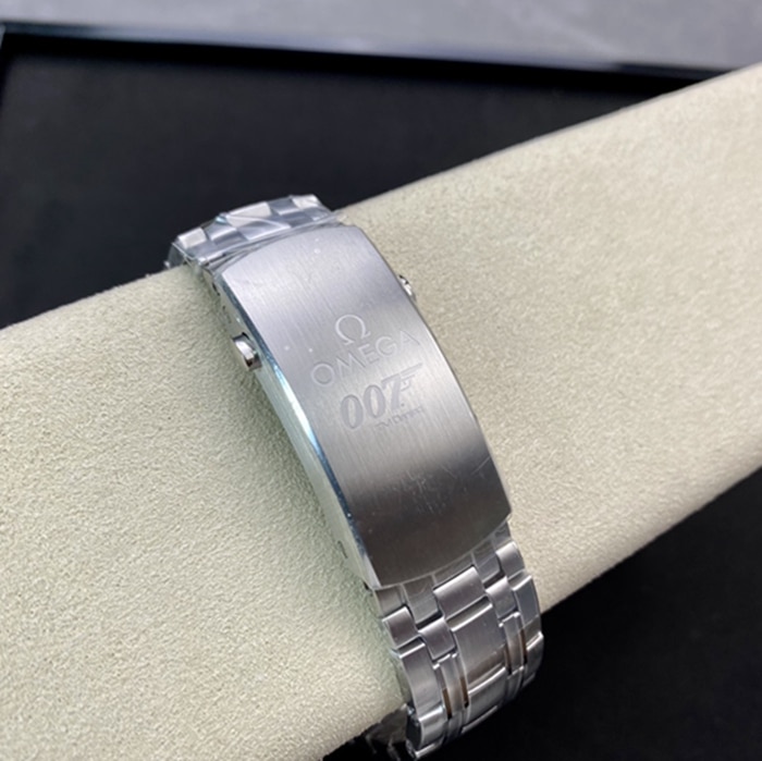 top-tier watch Omega men's blue dialSeamaster series steel bracelet watch clasp picture