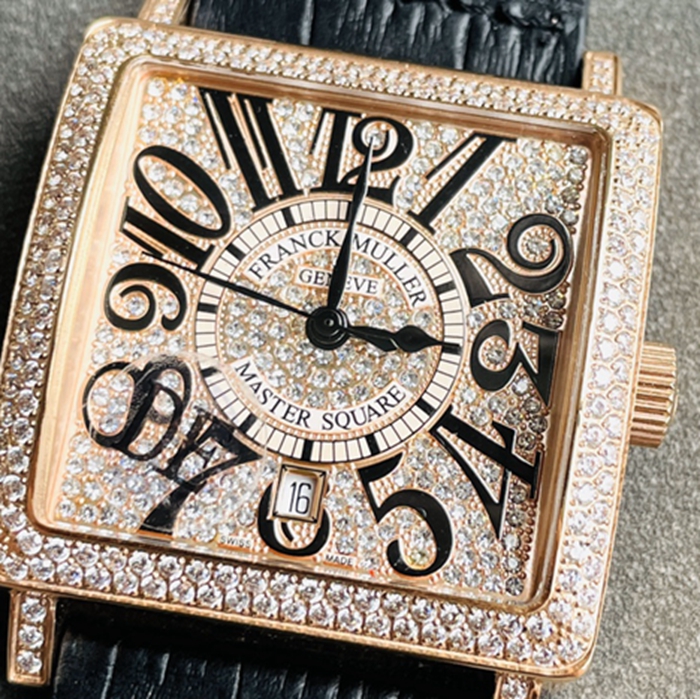 Top collectible watches Frankmuller Men's Gold Plate Full Star Series Belt Watch Front View