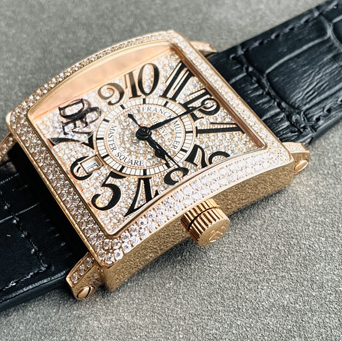 Top collectible watches Frankmuller Men's Gold Plate Full Star Series Belt Watch Front View