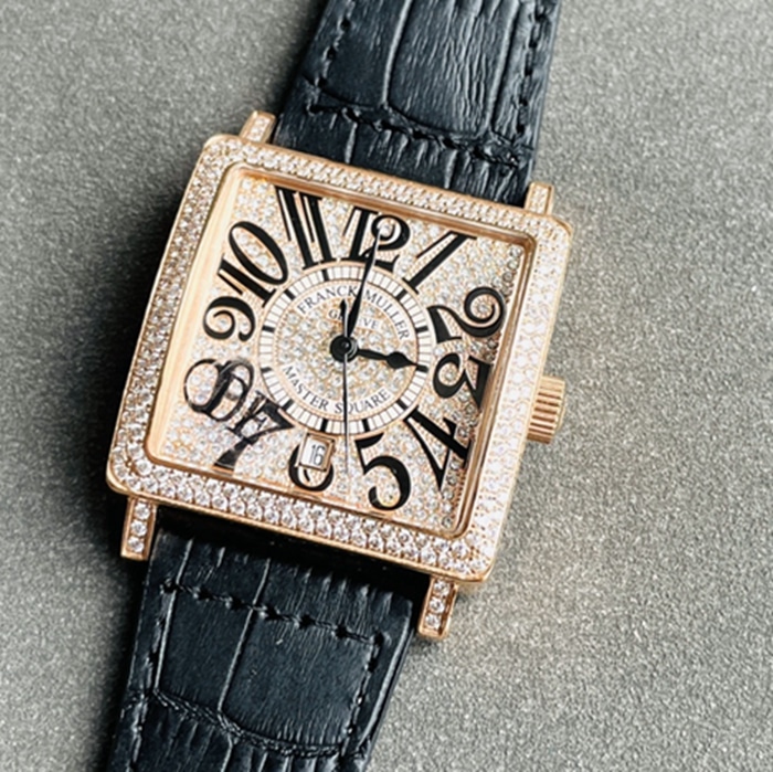 Top collectible watches Frankmuller Men's Gold Plate Full Star Series Belt Watch Front View