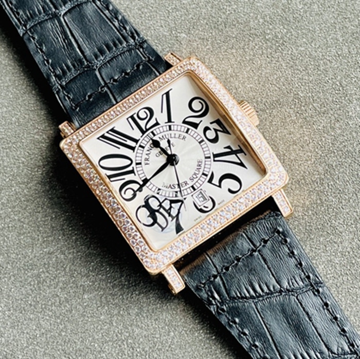 Top collectible watches Frankmuller Men's Gold Plate Full Star Series Belt Watch Front View