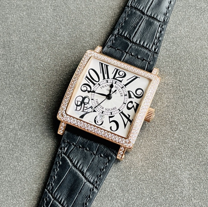 Top collectible watches Frankmuller Men's Gold Plate Full Star Series Belt Watch Front View