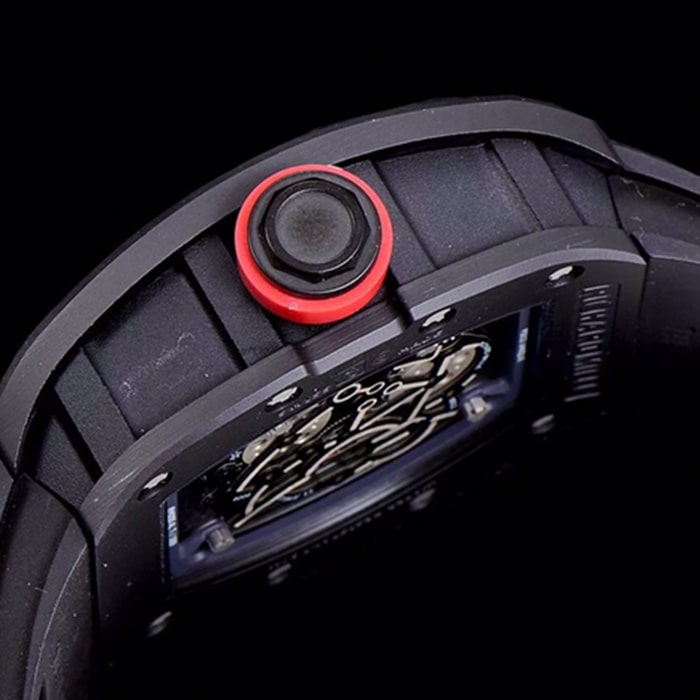 top-tier watch Richard Mille men's black dial watch detail shots