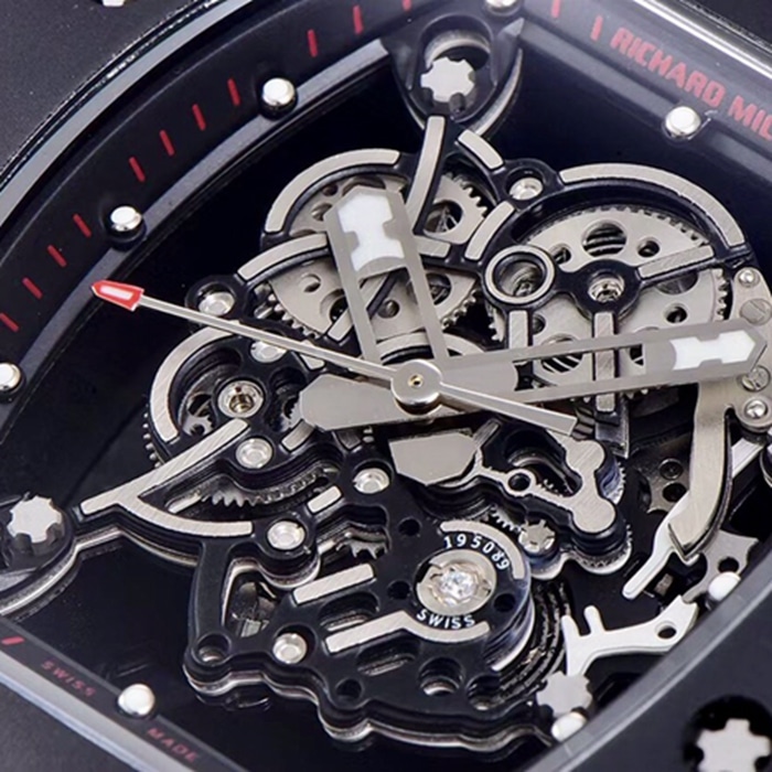 top-tier watch Richard Mille men's black dial watch detail shots