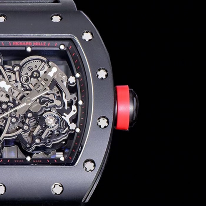 top-tier watch Richard Mille men's black dial watch detail shots