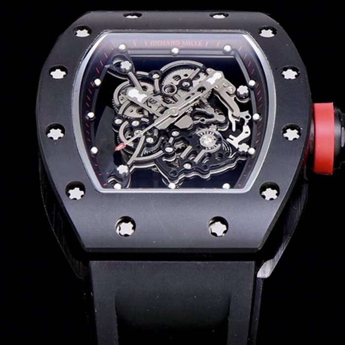top-tier watch Richard Mille men's black dial watch detail shots