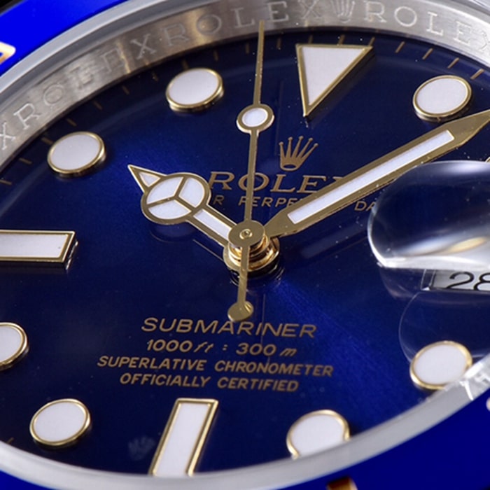 top-tier watch Rolex men's blue dial Submariner series steel bracelet watch detail shots