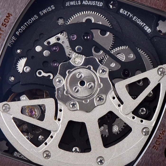 Top-tier watch Richard Mille men's black dial automatic chronograph watch movement picture