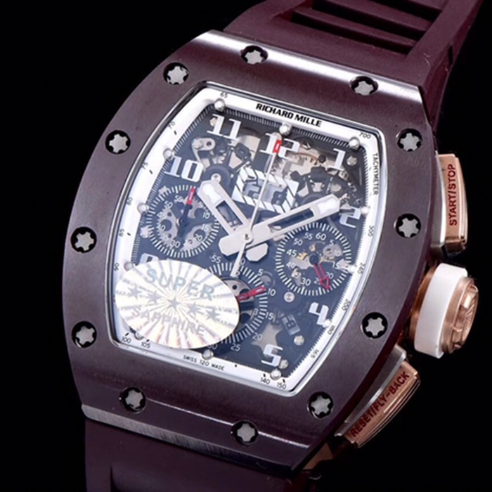 top-tier watch Richard Mille men's black dial automatic chronograph watch front view