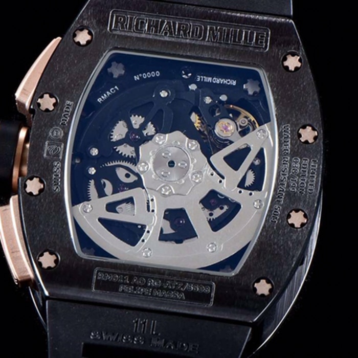 Top-tier watch Richard Mille men's black dial automatic chronograph watch movement picture