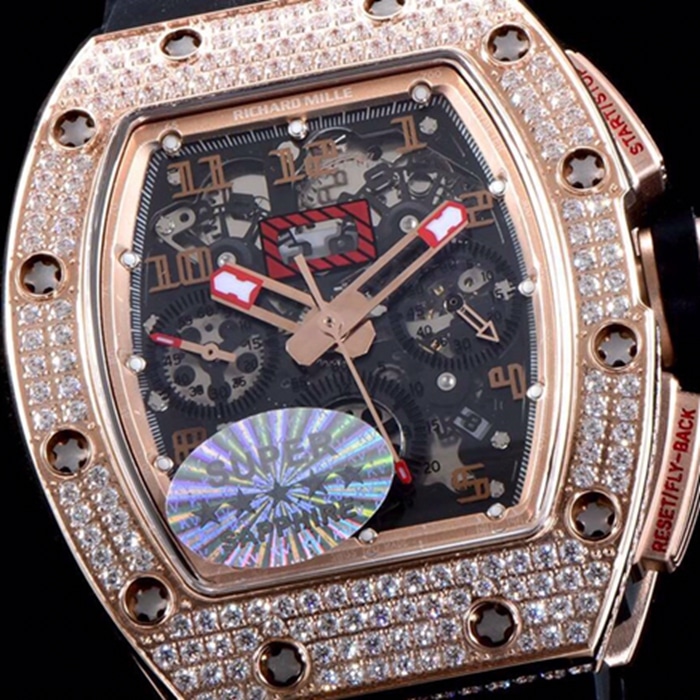 top-tier watch Richard Mille men's black dial automatic chronograph watch front view