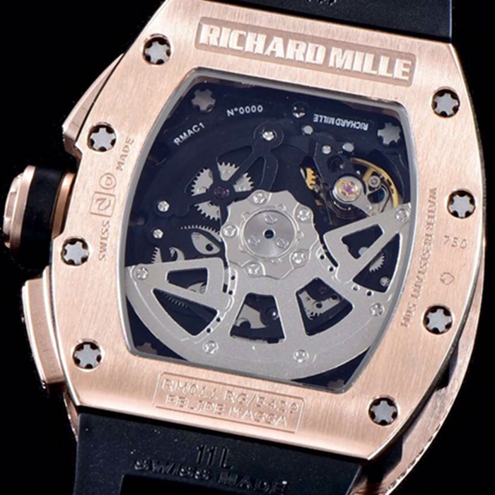 Top-tier watch Richard Mille men's black dial automatic chronograph watch movement picture