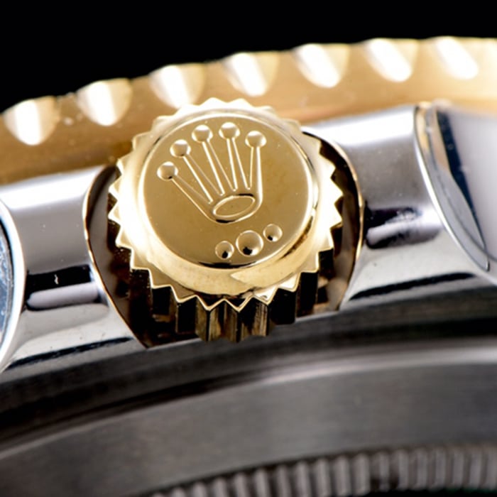 top-tier watch Rolex men's black dialsteel bracelet watch detail shots