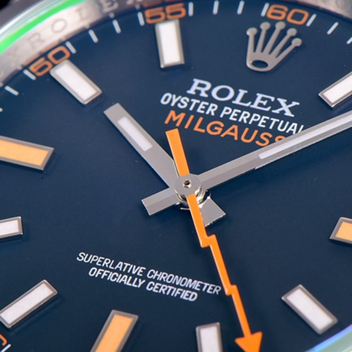 top-tier watch Rolex men's green dialsteel bracelet watch detail shots